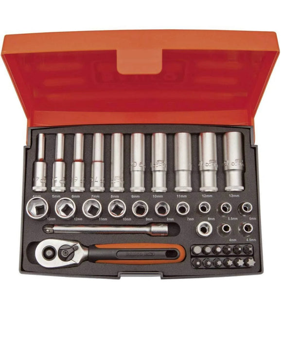 Bahco - SL25L Socket Set Of 37 Metric 1/4in Deep Drive