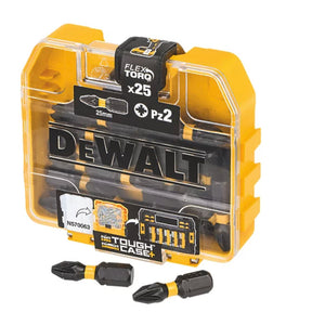 DEWALT 6.35MM 25MM HEX SHANK PZ2 IMPACT TORSION SCREWDRIVER BITS 25 PACK